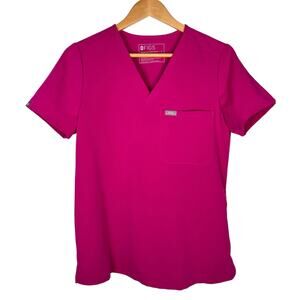 FIGS Women's Catarina One Pocket Technical Collection Scrub Top Pink Small